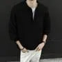 Crew Neck Drop Shoulder  Plain Henley Sweater
