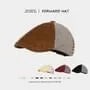 Houndstooth Panel Corduroy Flat Cap