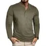 Long Sleeve Henley Plain T-Shirt