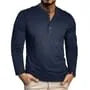Long Sleeve Henley Plain T-Shirt