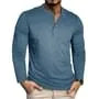 Long Sleeve Henley Plain T-Shirt