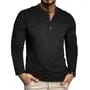 Long Sleeve Henley Plain T-Shirt