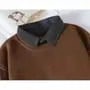Mock Two-Piece Collared Contrast Stitching Sweatshirt