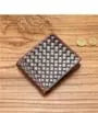 Woven Genuine Leather Short Wallet
