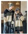 Couple Matching Round Neck Jacquard Sweater / Beanie / Scarf / Set