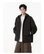 Hooded Drop Shoulder Plain Zip Windbreaker