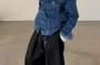 Collared Washed Panel Button Denim Jacket