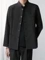Plain Stand Collar Button-Up Blazer