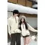 Couple Matching Plain Knit Hoodie