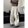 Drawstring Waist Plain Baggy Cargo Pants