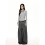 Low Rise Pinstriped Pleated Baggy Dress Pants