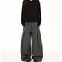 Low Rise Pinstriped Pleated Baggy Dress Pants