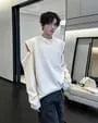 Detachable Sleeve Crew Neck Plain Studded Chain Sweatshirt