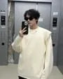 Detachable Sleeve Crew Neck Plain Studded Chain Sweatshirt