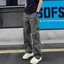 Drawstring Waist Plain Wide Leg Cargo Pants