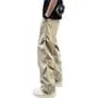 Drawstring Waist Plain Wide Leg Cargo Pants