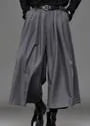 Mid Rise Plain Pleated Cropped Wide Leg Dress Pants