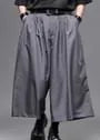 Mid Rise Plain Pleated Cropped Wide Leg Dress Pants