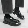 Metal Buckled Platform Patent Loafers
