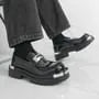 Metal Buckled Platform Patent Loafers