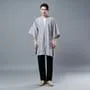 3/4-Sleeve Plain Open Front Slit Jacket