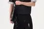 Mock Two-Piece Elbow-Sleeve Collared Pinstripe Panel Hoodie