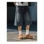 Mid Waist Washed Wide Leg Jorts