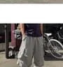 Drawstring-Hem Shirred Cargo Jorts