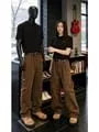 Mid Rise Plain Wide Leg Cargo Jeans