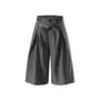 Drawstring-Waist Pleated Loose Jorts with Sash