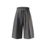 Drawstring-Waist Pleated Loose Jorts with Sash