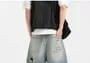 Mid Rise Washed Distressed Wide Leg Jorts