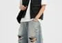 Mid Rise Washed Distressed Wide Leg Jorts