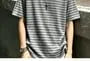 Short-Sleeve Henley Neck Striped T-Shirt