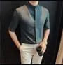 Elbow-Sleeve Stand Collar Button-Up Plain Shirt